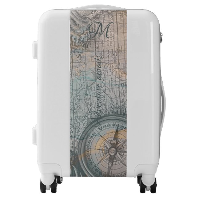 Nautical Vintage Map Compass Monogram Luggage (Front)