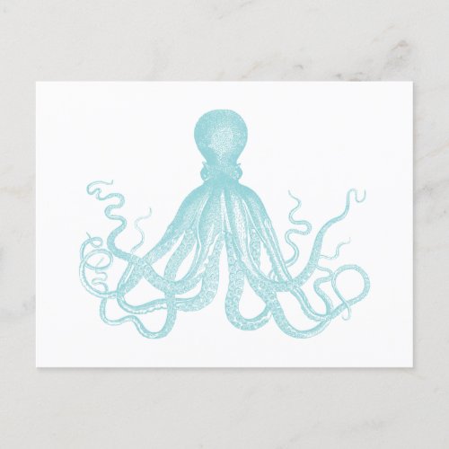 Nautical Vintage Marine Sea Octopus Invitation Postcard