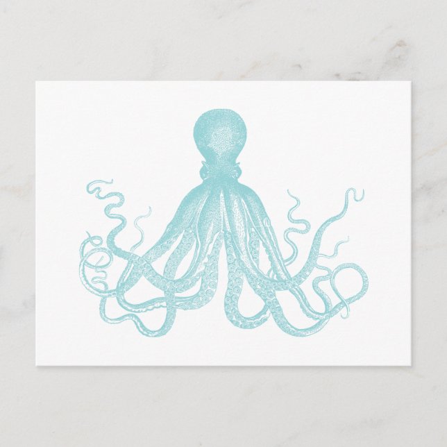 Nautical Vintage Marine Sea Octopus Invitation Postcard (Front)