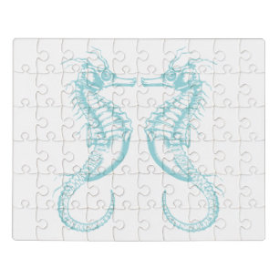 Nautical Vintage Marine Seahorse Jigsaw Puzzle