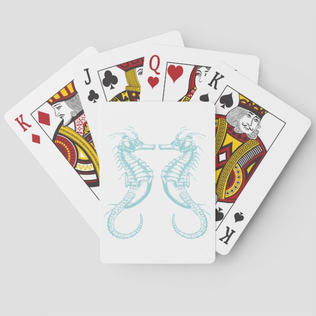Nautical Vintage Marine Seahorse Poker Cards (Back)
