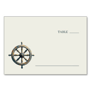 Nautical Vintage Metallic Ship's Wheel Table Number