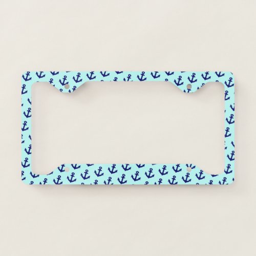 Nautical Vintage Navy Blue anchors pattern License Plate Frame