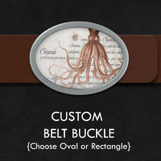 Nautical Vintage Octopus Illustration Belt Buckle