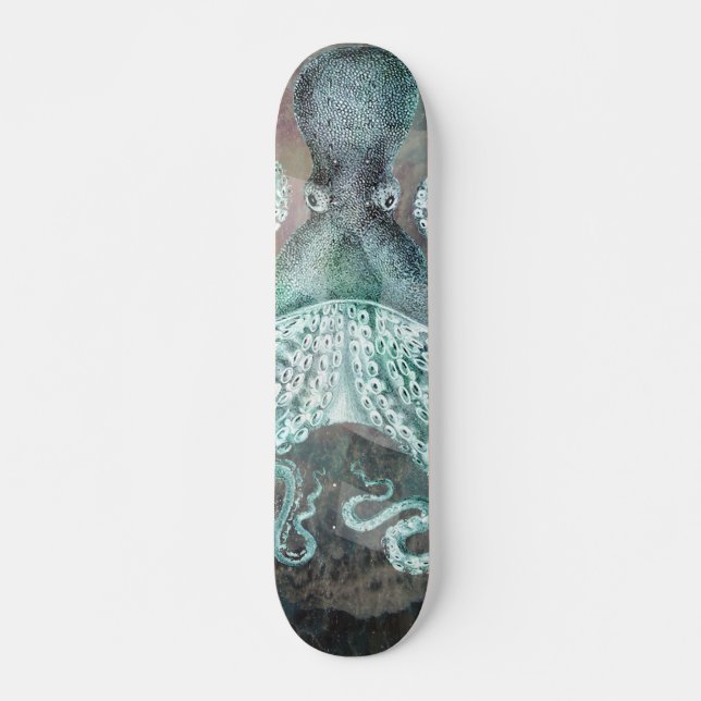 Nautical Vintage Octopus Skateboard Deck (Front)