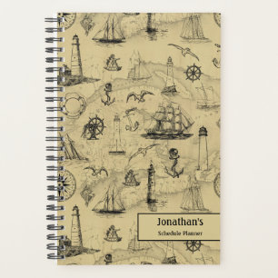 Nautical Vintage Personalized Weekly Schedule Planner