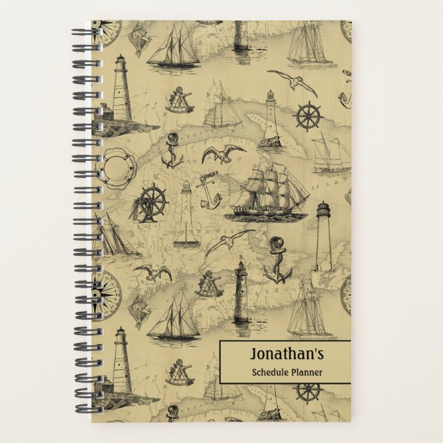 Nautical Vintage Personalized Weekly Schedule Planner (Front)