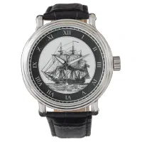 Nautical Vintage Sailing Ship Watch Zazzle