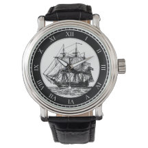 Nautical Vintage Sailing Ship Watch