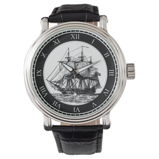 Nautical Vintage Sailing Ship Watch | Zazzle.com