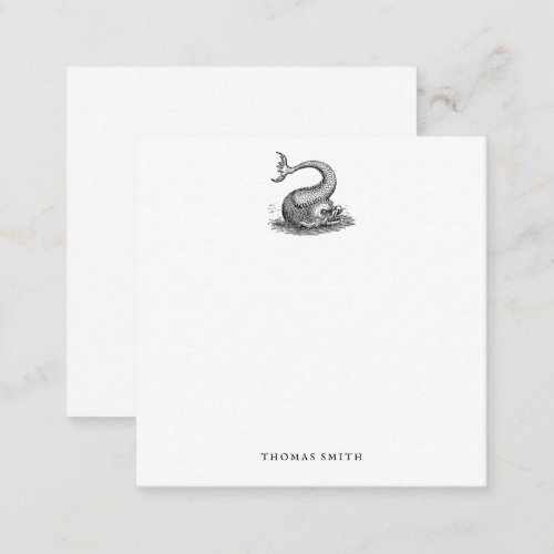 Nautical Vintage Sea Monster Fish Personal Note Card