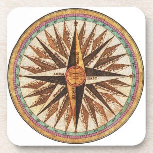 Nautical Vintage Ship’s Compass Navigator Sailing Beverage Coaster