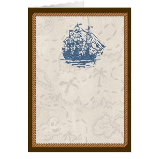 Nautical Vintage Ship Treasure Map Card