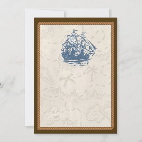 Nautical Vintage Ship Treasure Map Invitation