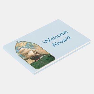Nautical Vintage Ship Welcome Aboard Guest Book