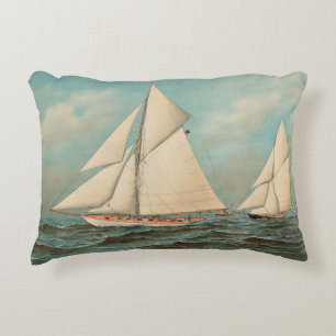 Nautical Vintage Yachts Racing #1 Accent Pillow
