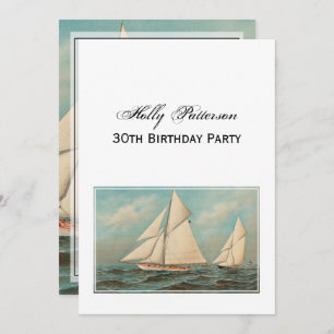 Nautical Vintage Yachts Racing #1 Birthday Invitation