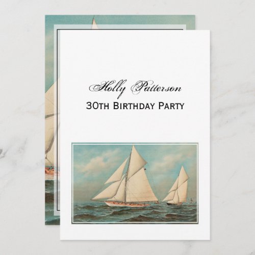 Nautical Vintage Yachts Racing 1 Birthday Invitation