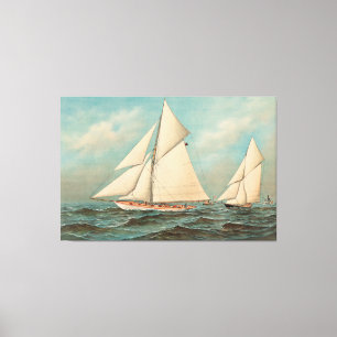 Nautical Vintage Yachts Racing #1 Canvas Print