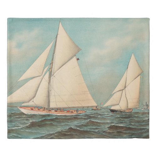 Nautical Vintage Yachts Racing 1 Duvet Cover