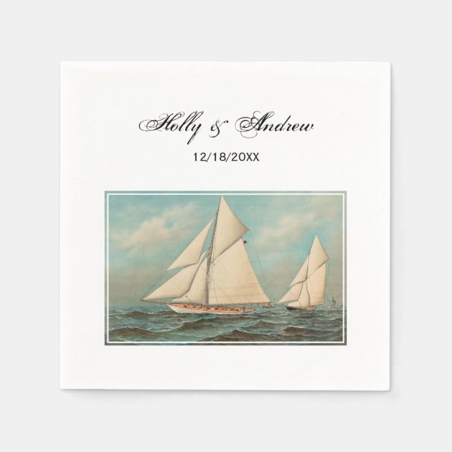 Nautical Vintage Yachts Racing #1 Paper Napkins (Front)