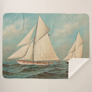 Nautical Vintage Yachts Racing #1 Sherpa Blanket