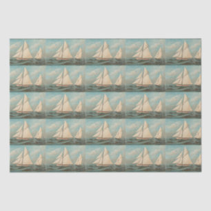 Nautical Vintage Yachts Racing #1 Tiled Tissue Paper