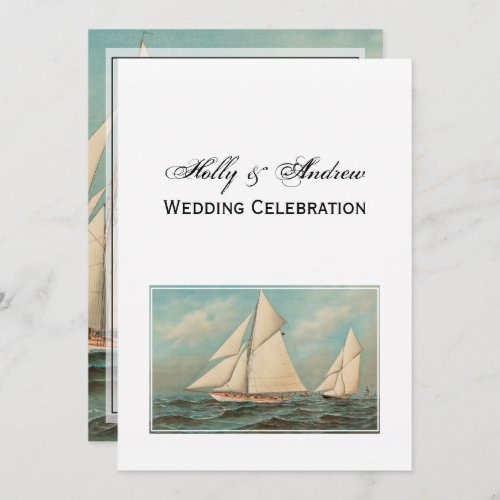 Nautical Vintage Yachts Racing 1 Wedding Invitation