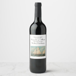 Nautical Vintage Yachts Racing #1 Wine Label