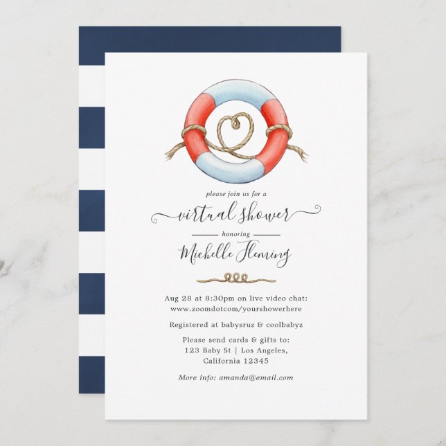 Nautical Virtual Shower Invitation (Front/Back)
