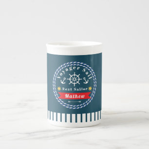 Nautical Voyager Best Sailor Dark Blue Bone China Mug