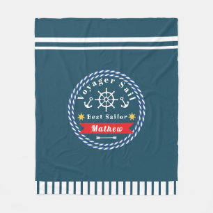 Nautical Voyager Best Sailor Dark Blue Fleece Blanket