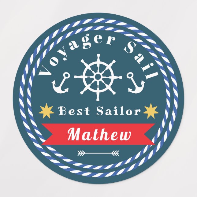 Nautical Voyager Best Sailor Dark Blue Labels (Design 1)