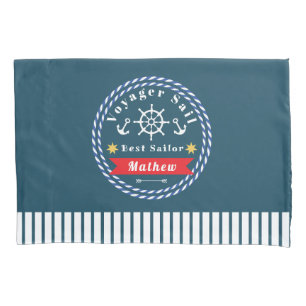 Nautical Voyager Best Sailor Dark Blue Pillow Case