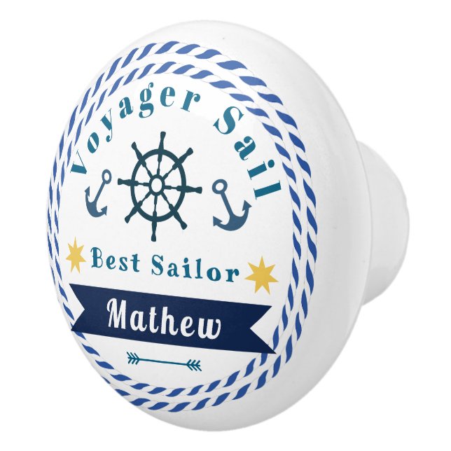 Nautical Voyager Best Sailor White Ceramic Knob (Right)