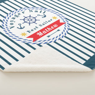 Nautical Voyager Best Sailor White Fleece Blanket