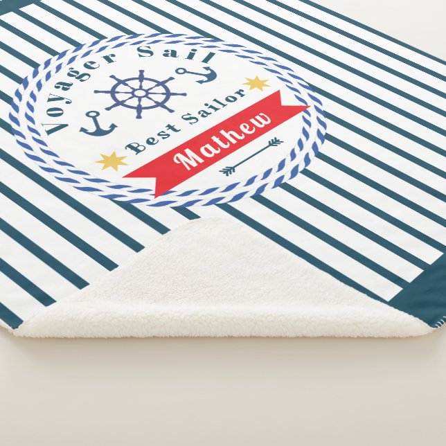 Nautical Voyager Best Sailor White Fleece Blanket (3/4)