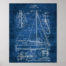 Nautical Wall Decor Sailboat Blueprint #3