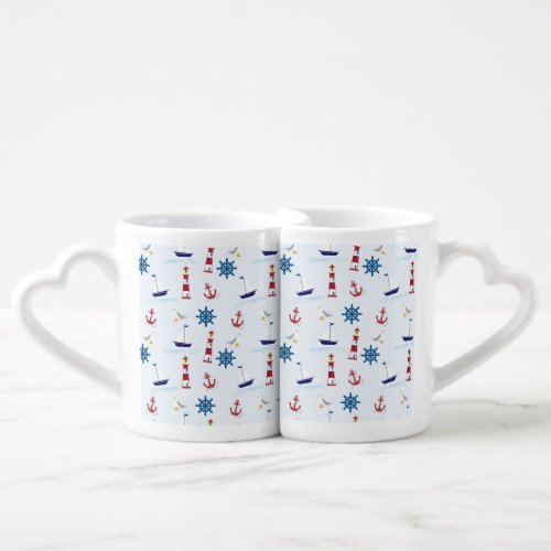 nautical_wallpaper_background_paper Two_Tone Coffe Coffee Mug Set