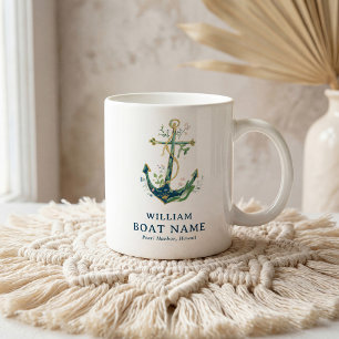 Nautical Watercolor Anchor Personalized Coffee Mug