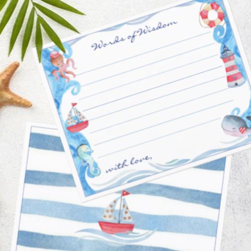 Nautical Watercolor Baby Shower Words of Wisdom