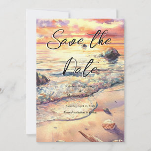 Nautical Watercolor Beach Wedding Save The Date