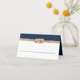 Nautical Watercolor Blue Knot rope wedding Place Card