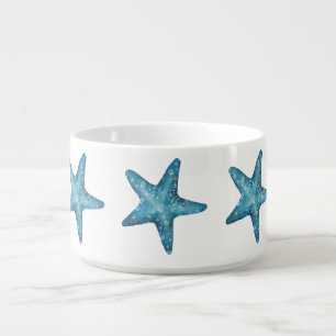 Nautical Watercolor Blue Starfish Bowl