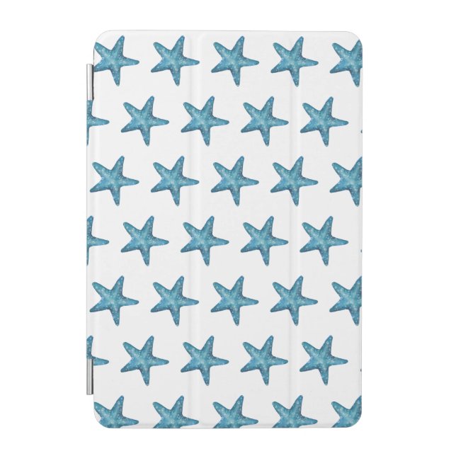 Nautical Watercolor Blue Starfish iPad Mini Cover (Front)