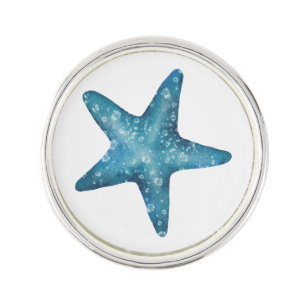 Nautical Watercolor Blue Starfish Lapel Pin