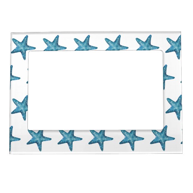 Nautical Watercolor Blue Starfish Magnetic Frame (Front)