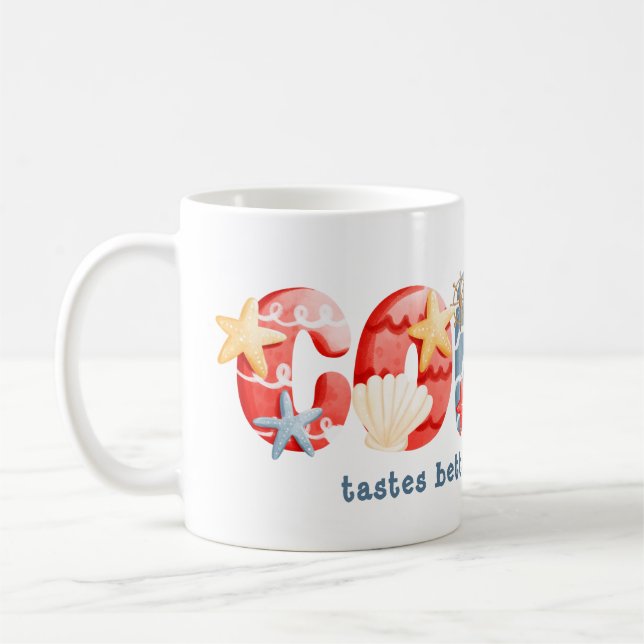Nautical Watercolor Coffee Slogan Mug (Left)