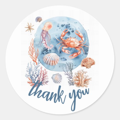 Nautical Watercolor Coral Reef Delights  Classic Round Sticker