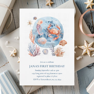 Nautical Watercolor Coral Reef Delights Invitation